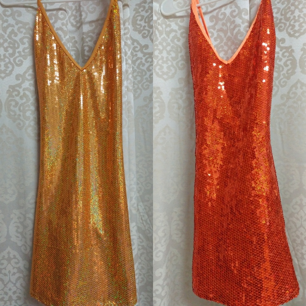 Vintage women's sequin dance dresses size large set of 2